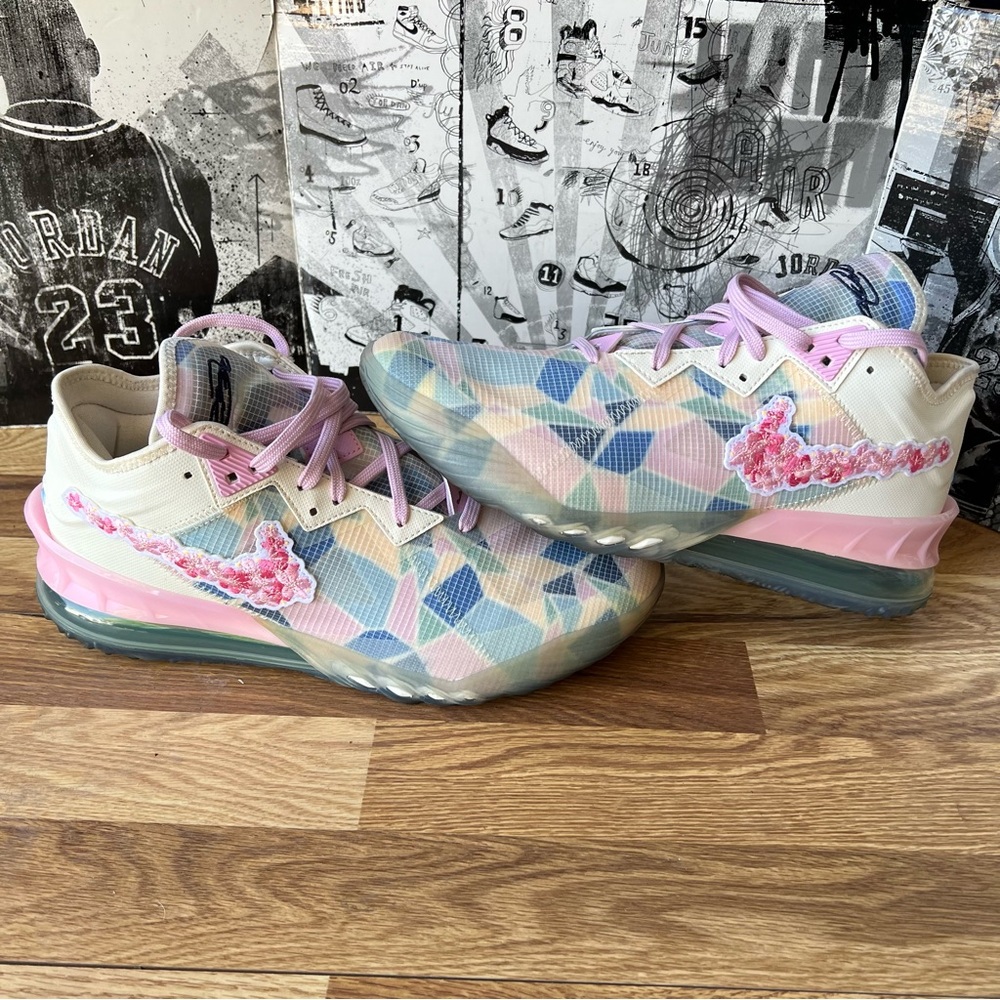 Nike LeBron 18 Low X Atmos Cherry Blossom Sneakers CV7562-101